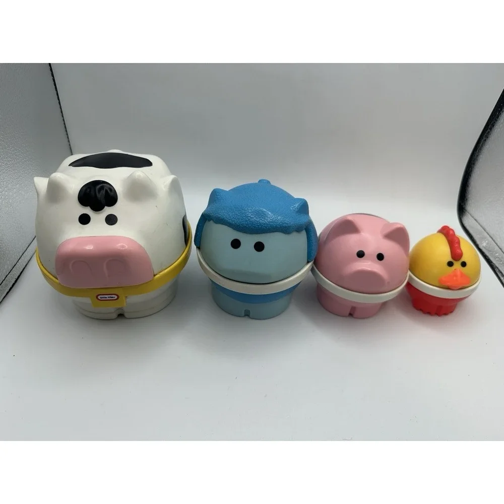 Vintage Little Tikes Nesting Farm Animals Set Cow Sheep Pig Chicken 1980s
